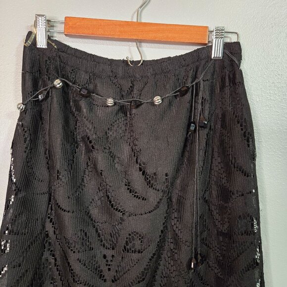 NWT Multiples Women's Small Gothic Glam Witchy Whimsigoth Black Lace Skirt Fring - Picture 4 of 9